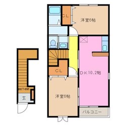 伊勢石橋駅 徒歩59分 2階の物件間取画像